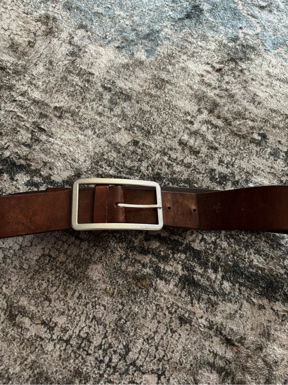 Banana Republic Dark Brown Leather Belt with Silver Rectangular Buckle